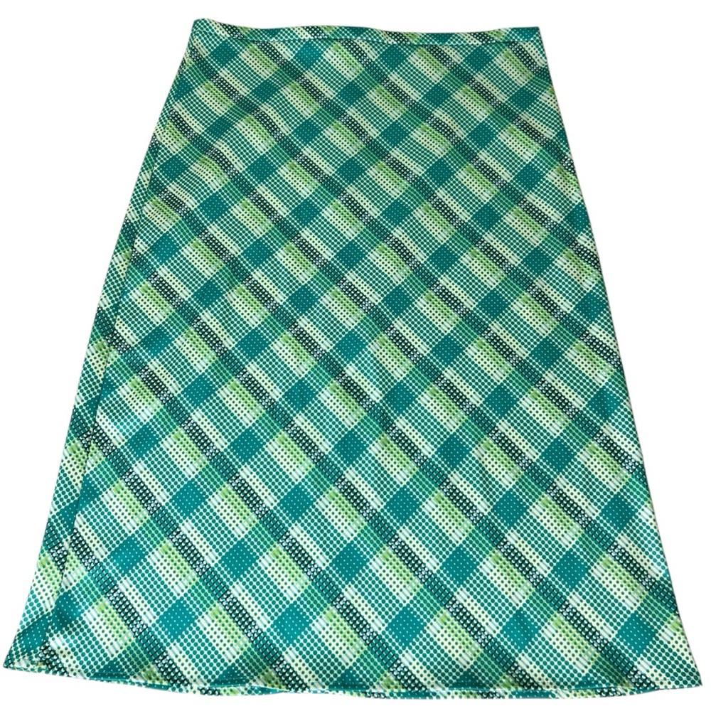 Vintage Plaid Green and White Midi Pencil Skirt Made In USA Preppy